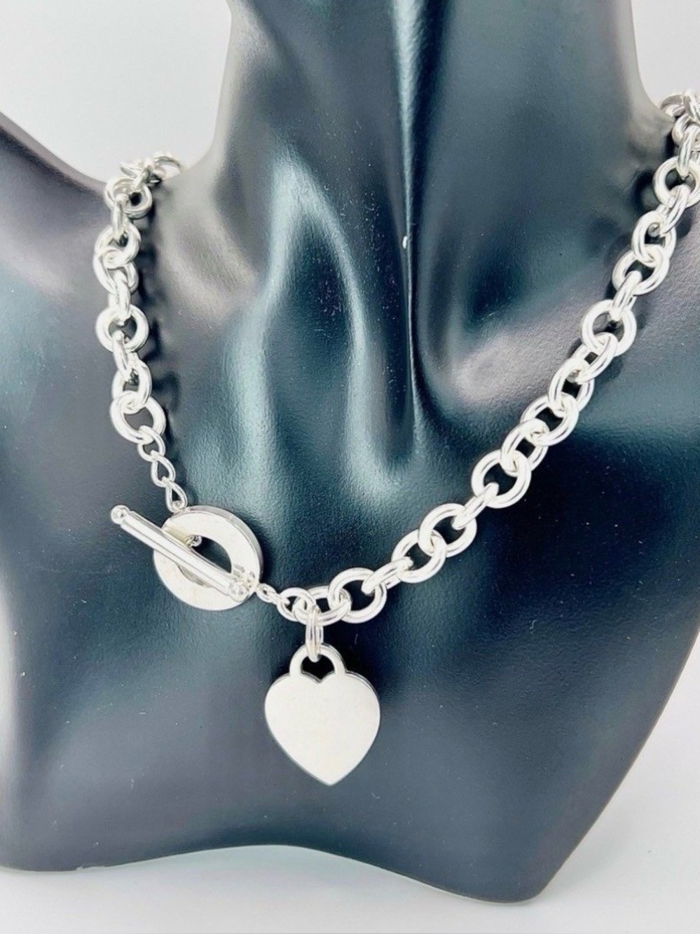 🔥Tiffany & Co Return to Tiffany Heart Tag Toggle Necklace 16" Sterling925🔥 - Picture 5 of 17